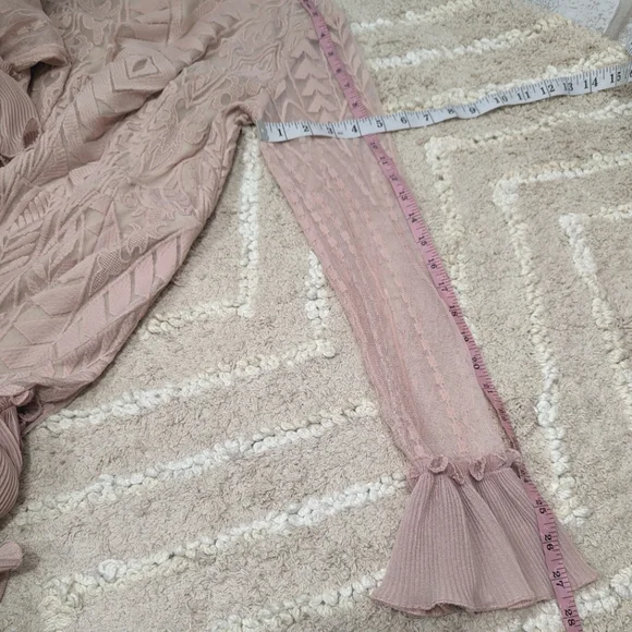 Saints + Secrets Small Dreamy Long Sleeve Blush Pink Ruffle Mini Dress - Picture 11 of 15